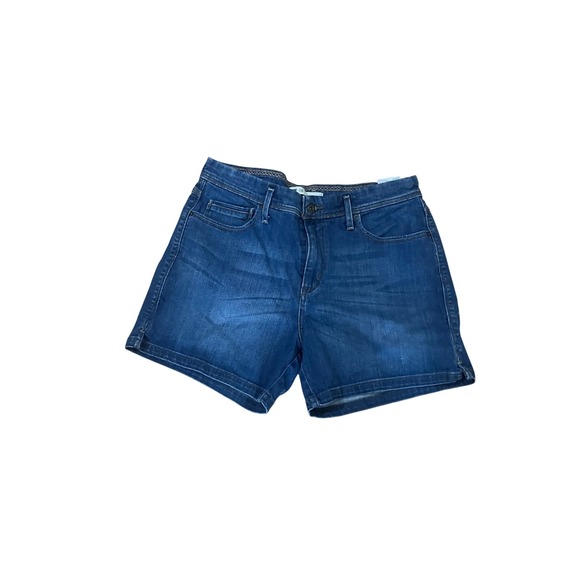 Levis Womens Mid Rise Denim Shorts Dark Wash Blue Stretch Jean Shorts Size 10 - Picture 2 of 5